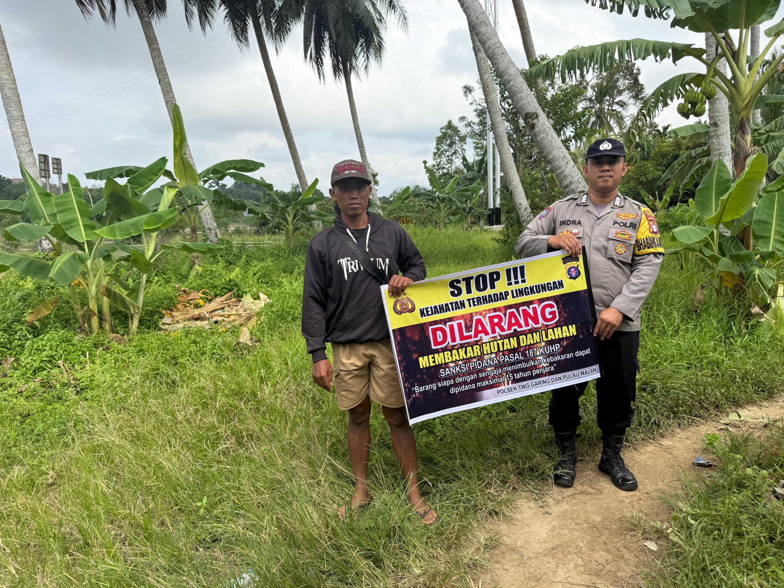 Ciptakan lingkungan sehat Polsek Tws Garing dan Pulau Malan sosialisasi Stop Karhutla.