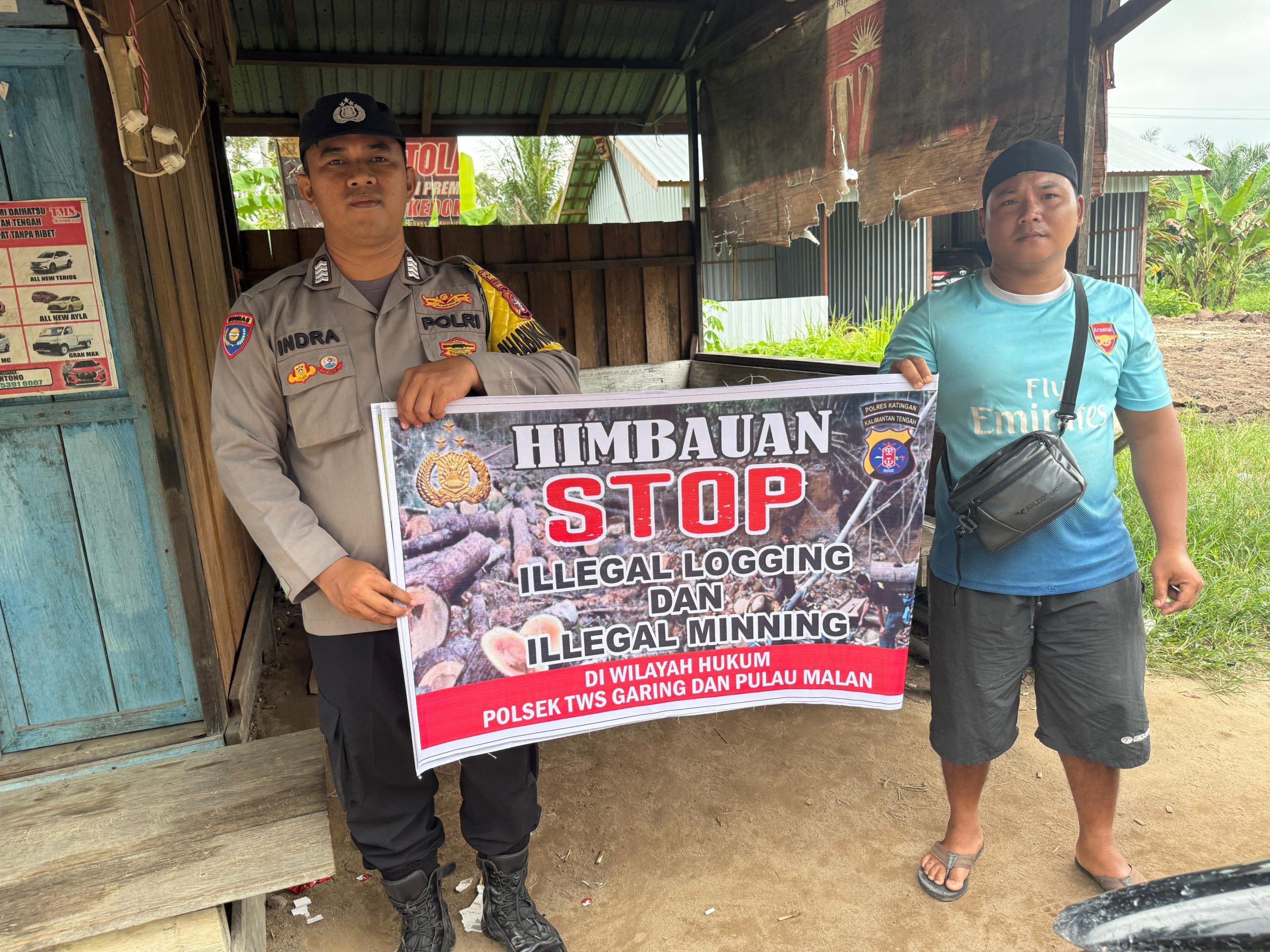 Personil Polsek Tws Garing dan Pulau Malan rutin sosialisasi larangan ilegal Logging dan Ilegal Mining.