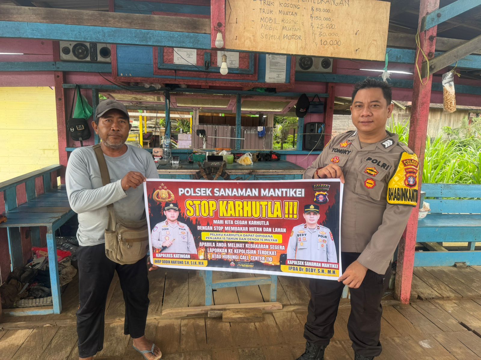 Bhabinkamtibmas Desa Tumbang Atei Sosialisasi imbauan tentang Karhutla