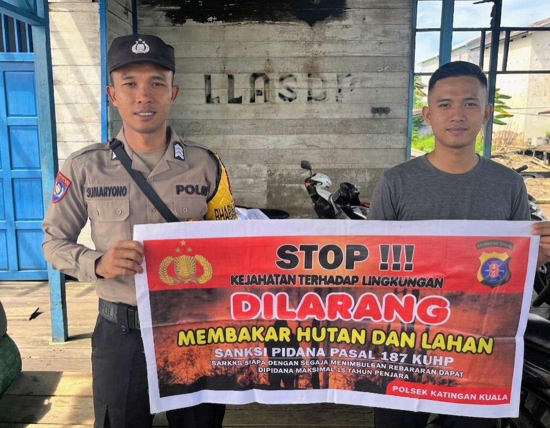 Bhabinkamtibmas Polsek Katingan Kuala Himbau Masyarakat Untuk Tidak Membakar Hutan dan Lahan