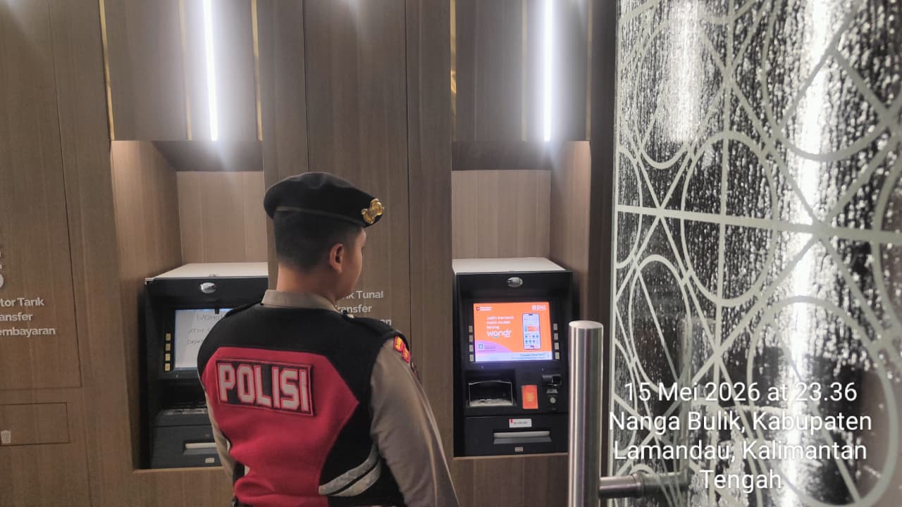 Personel Sat Samapta Patroli ke Sejumlah ATM di Wilayah Hukum Polres Lamandau