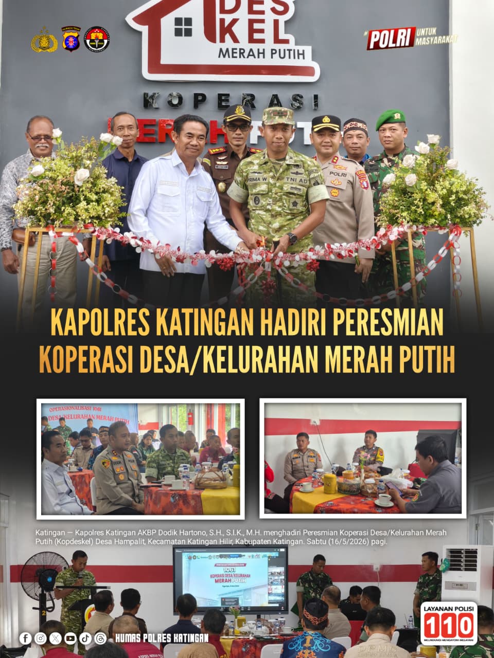 Kapolres Katingan Hadiri Peresmian Koperasi Desa/Kelurahan Merah Putih
