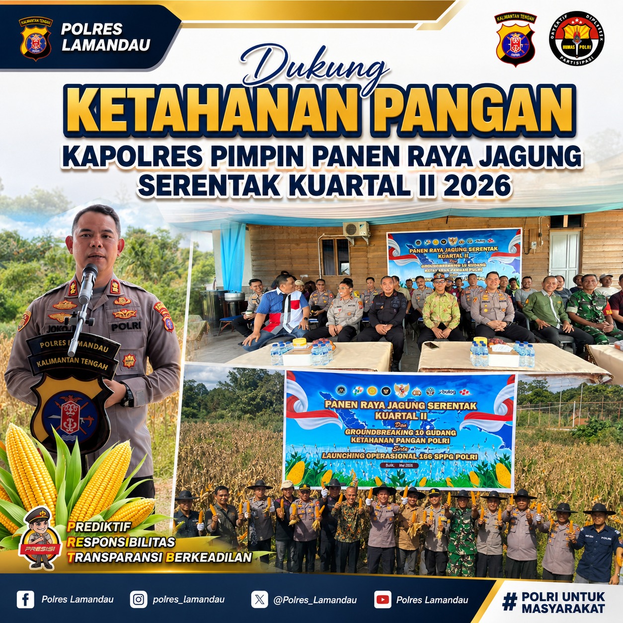 Dukung Ketahanan Pangan, Kapolres Pimpin Panen Raya Jagung Serentak Kuartal II 2026
