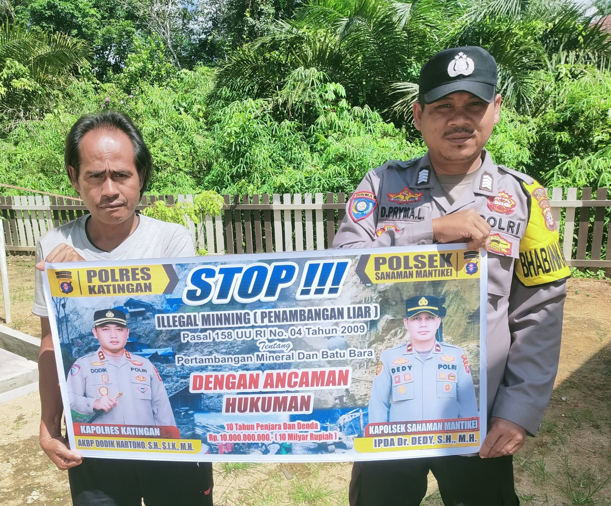 Bhabinkamtibmas Desa Tumbang Labehu Sosialisasi tentang larangan Illegal Mining.