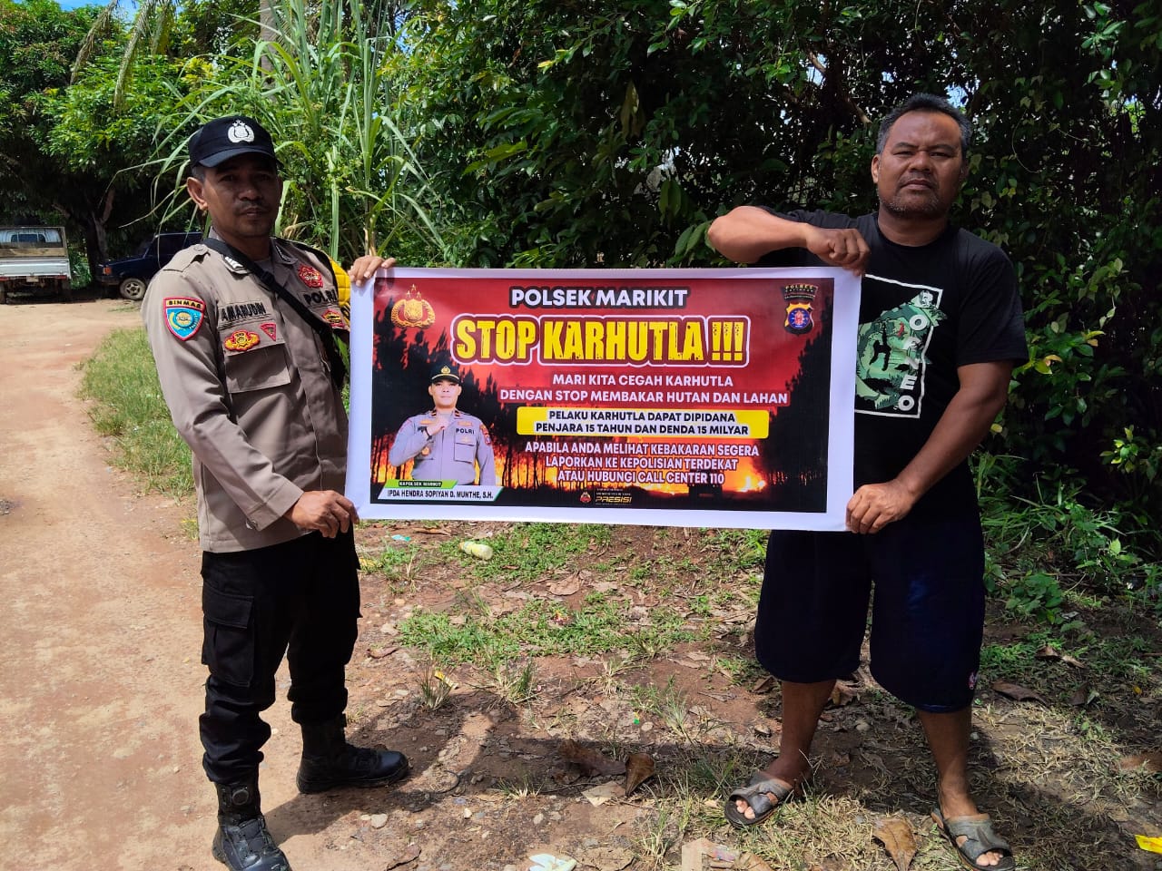 Api Tak Kenal Batas, Bhabinkamtibmas Polsek Marikit Ajak Warga Bersatu Cegah Karhutla
