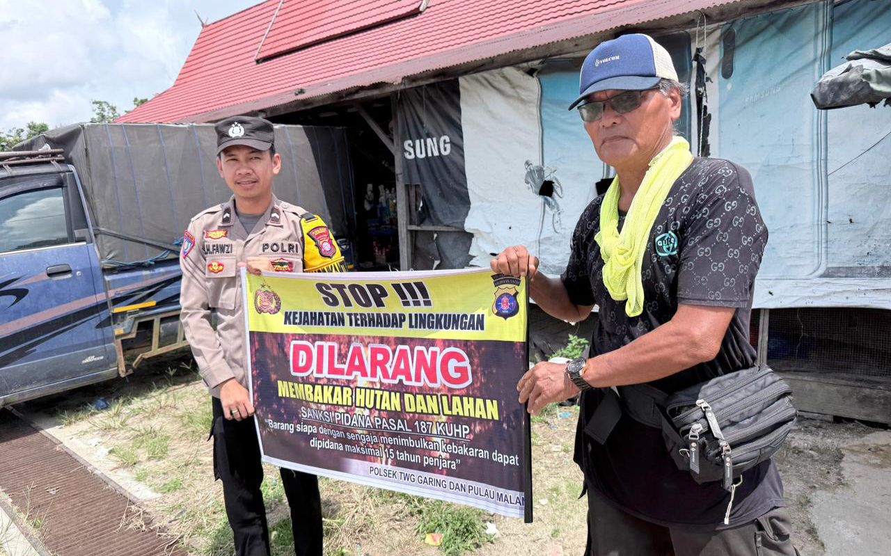 Ciptakan lingkungan sehat Polsek Tws Garing dan Pulau Malan sosialisasi Stop Karhutla.