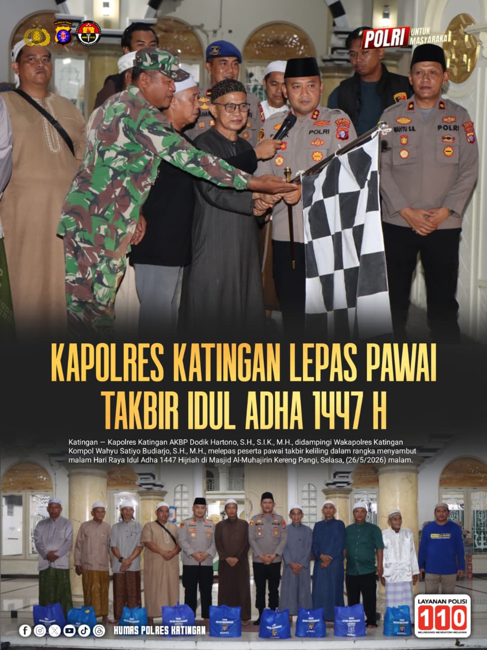 Kapolres Katingan Lepas Pawai Takbir Idul Adha 1447 H