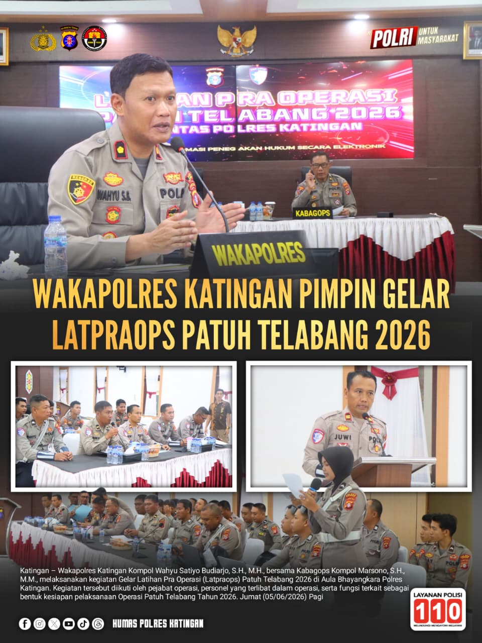 Wakapolres Katingan Pimpin Gelar Latpraops Patuh Telabang 2026