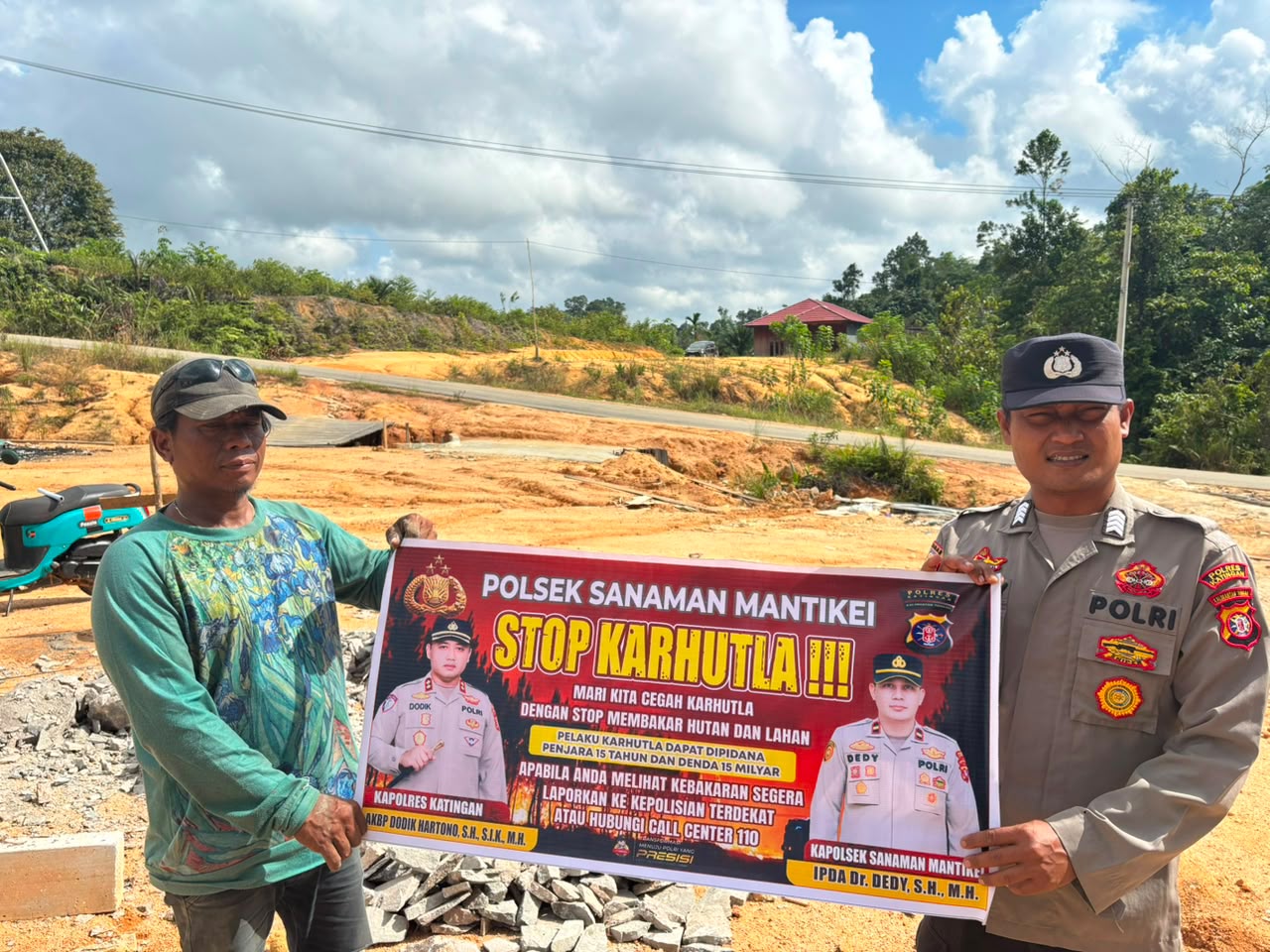 Bhabinkamtibmas Desa kamanto Sosialisasi imbauan tentang Karhutla