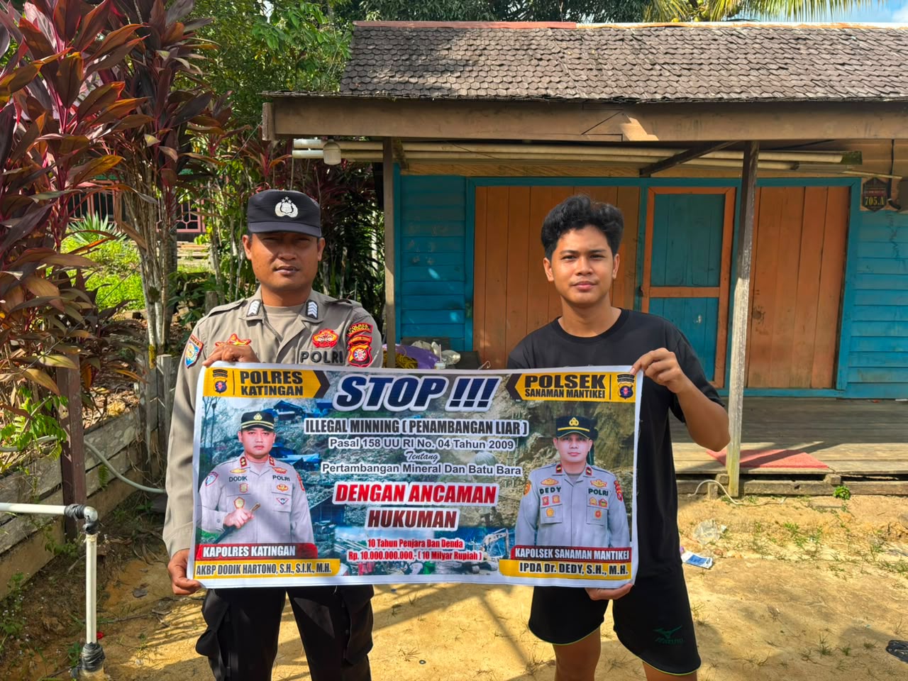 Bhabinkamtibmas Desa kamanto Sosialisasi tentang larangan Illegal Mining.