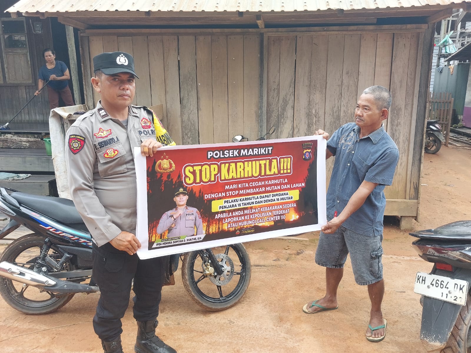 Bhabinkamtibmas Piket Polsek Tws Garing dan Pulau Malan terus sosialisasi Stop Karhutla kpd Masyarakat.