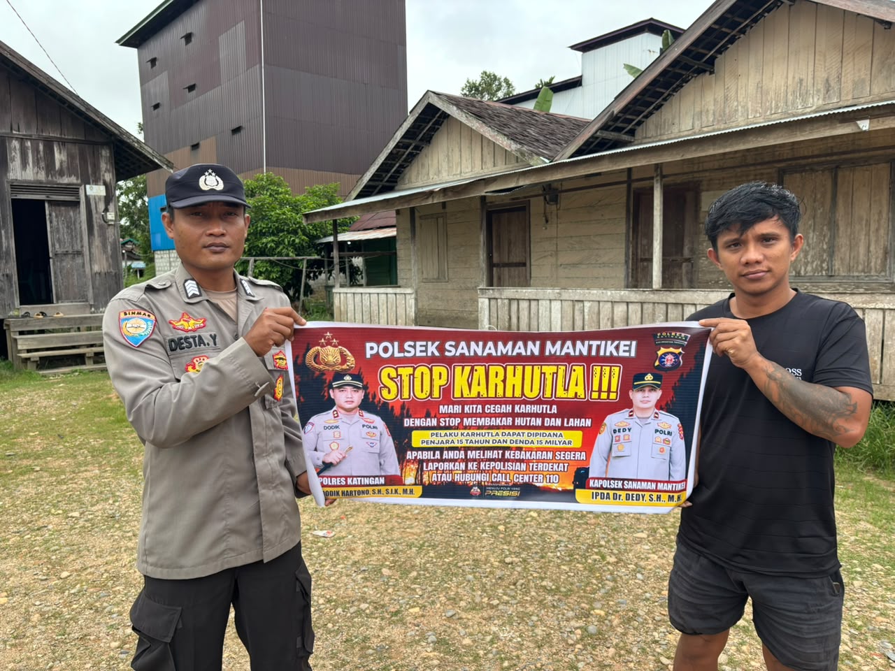Bhabinkamtibmas Desa kamanto Sosialisasi imbauan tentang Karhutla