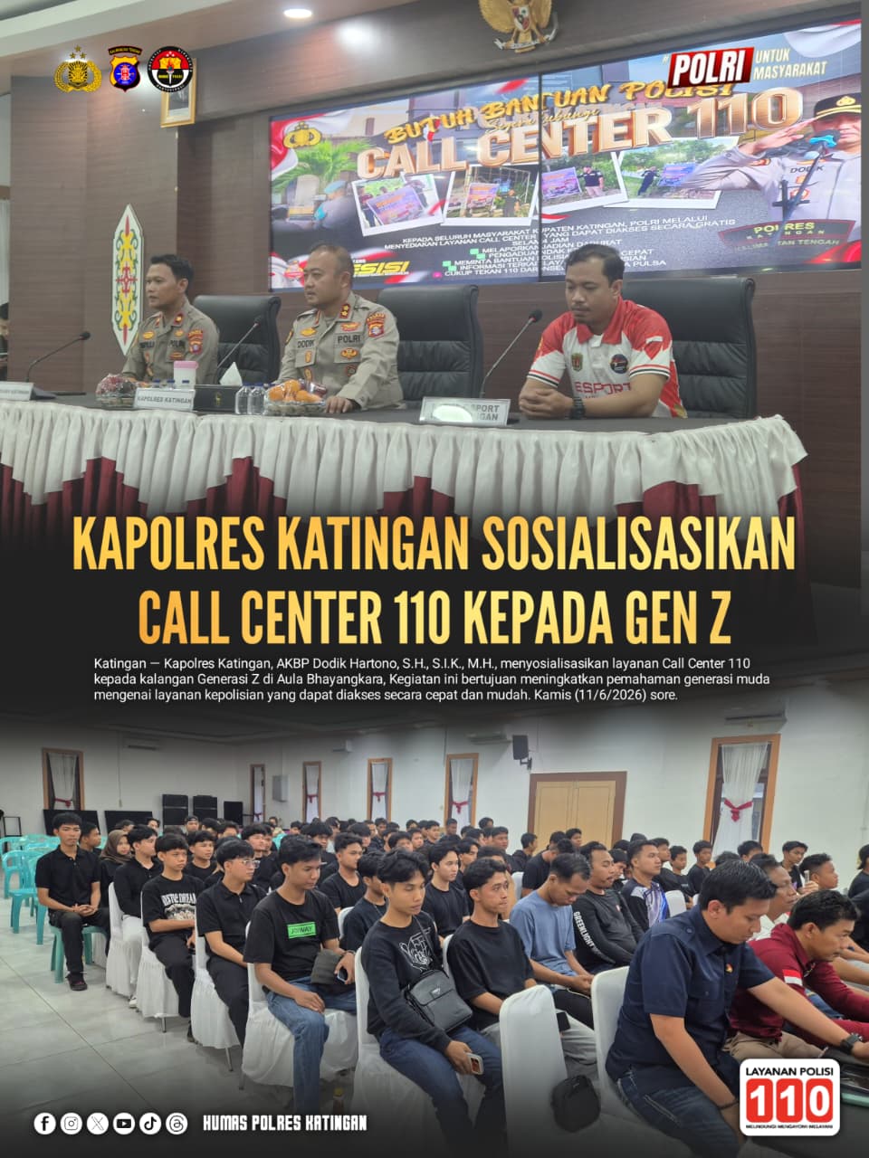 Kapolres Katingan Sosialisasikan Call Center 110 kepada Gen Z